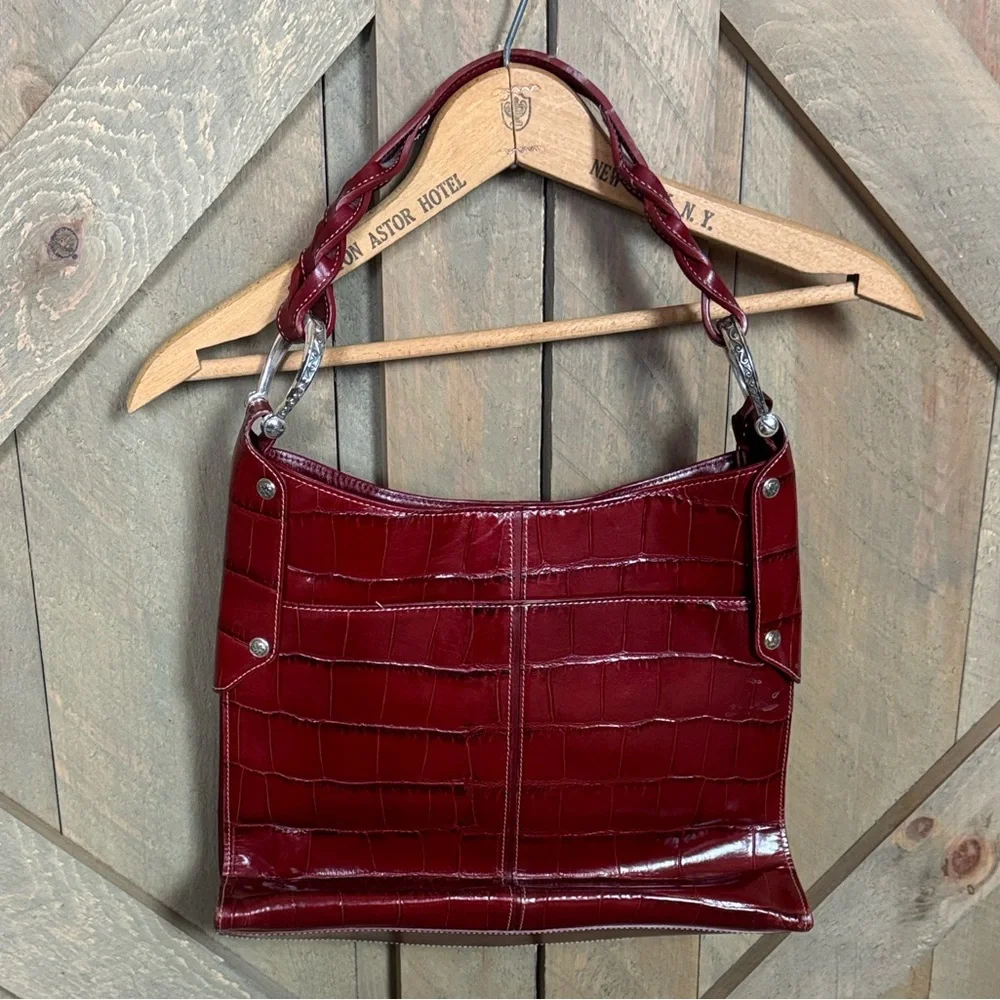Brighton red croc embossed handbag - Picture 2 of 15